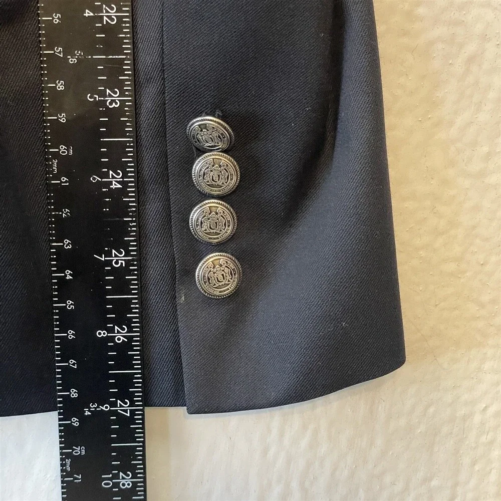 Paul Dione 48L Navy‎ Blue Silver Button Wynnwood Wool Blazer Sport Coat Jacket